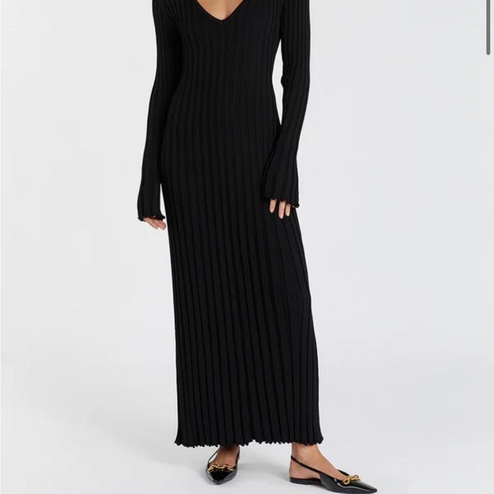 DISSH REIGN BLACK SLEEVED KNIT MIDI DRESS - S / BLACK